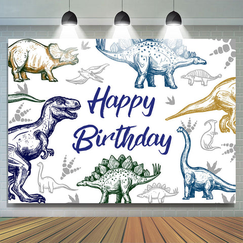 Dinosaure Stick Figure Anniversaire Toile de Fond Pour Garçon