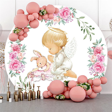 poupée lapin rose fleur joyeux anniversaire cercle toile de fond