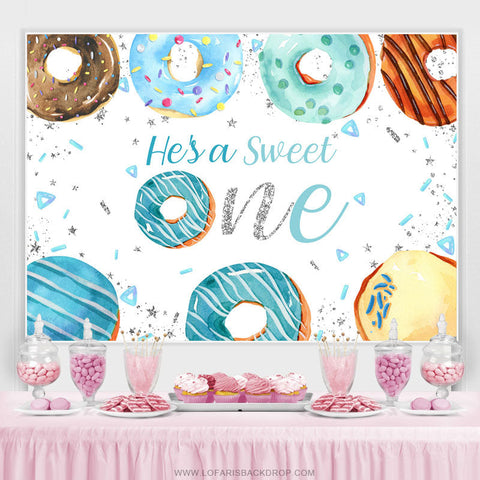 Donut Hes Sweet One Joyeux Anniversaire Toile de Fond Pour Garçon