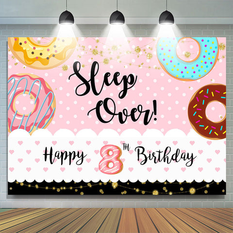 Donut Sweet Candy Land Joyeux 8e anniversaire Toile de fond