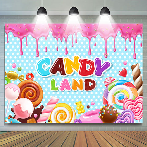 Points Iridescent Candy Land Party Toile de fond pour fille