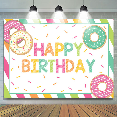 Donut Vert Rose Fille Joyeux Anniversaire Toile De Fond