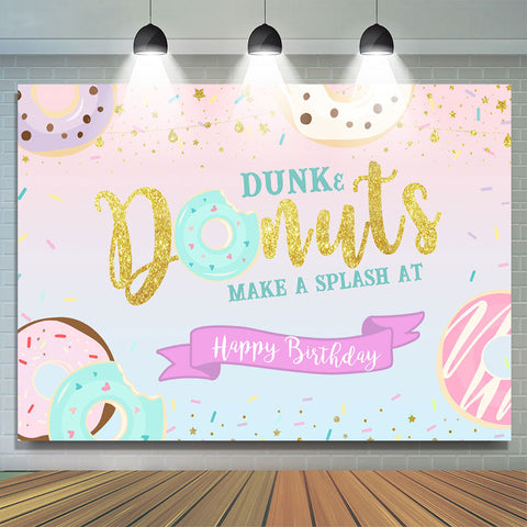 Dunk Donut Glitter Joyeux Anniversaire Toile de Fond Pour Fille