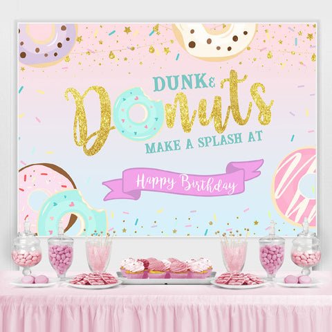 Dunk Donut Glitter Joyeux Anniversaire Toile de Fond Pour Fille