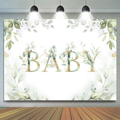 Toile de fond de douche de bébé élégante plante vert clair et or