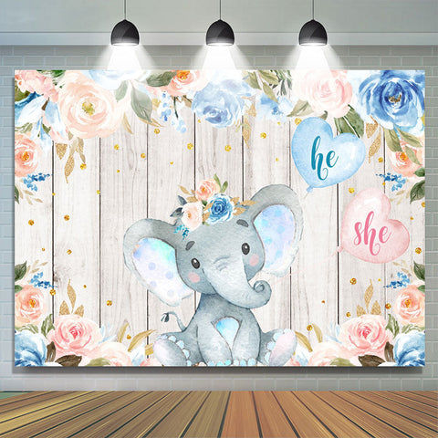 Toile de fond de douche de bébé en bois éléphant et floral pour garçon