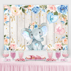 Toile de fond de douche de bébé en bois éléphant et floral pour garçon