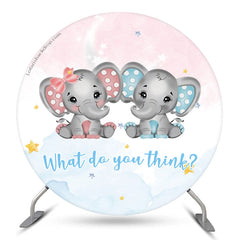 éléphant Bleu Rose Rond Genre Révéler Toile de Fond