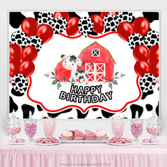 Ferme Vache Sainte Avec Ballon Joyeux Anniversaire Toile De Fond