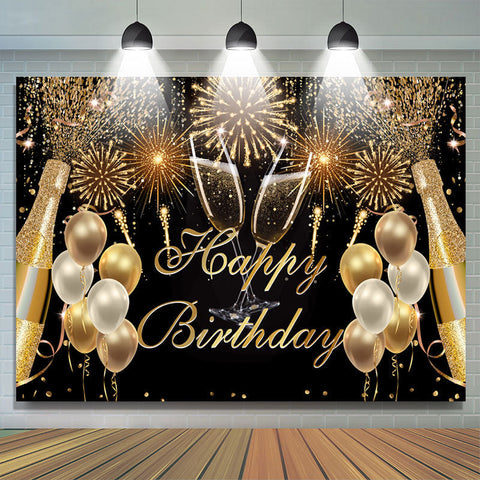 Fiesta Glitter Golden Balloon Joyeux Anniversaire Toile de Fond