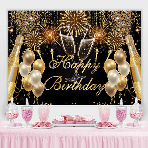 Fiesta Glitter Golden Balloon Joyeux Anniversaire Toile de Fond