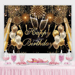 Fiesta Glitter Golden Balloon Joyeux Anniversaire Toile de Fond