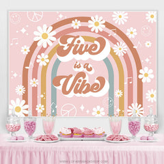 Five Is A Vibe Rainbow Floral 5e anniversaire Toile de fond