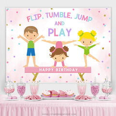 Flip Tumble Jump And Play Spots Toile de fond d'anniversaire pour enfants