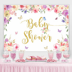Floral et papillon paillettes une toile de fond de douche de bébé