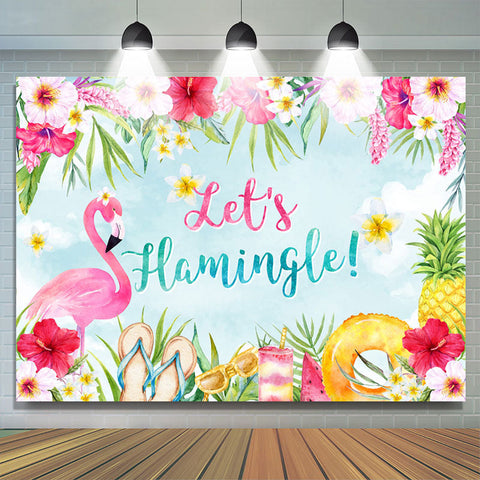 Floral et Flamingo Lets Hamingle Anniversaire Toile de Fond