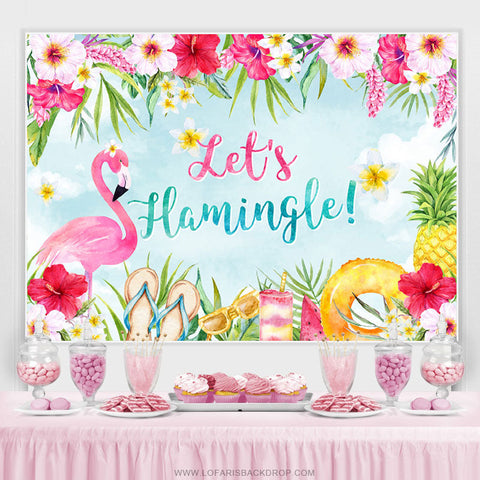 Floral et Flamingo Lets Hamingle Anniversaire Toile de Fond