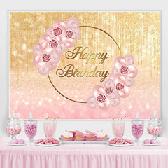 Toile de fond joyeux anniversaire ballon floral et paillettes