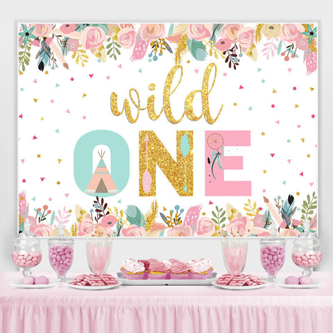 Toile de fond florale et scintillante Wild One Happy Birthday