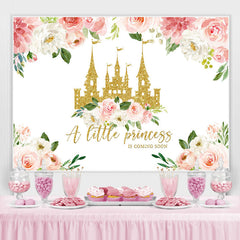 Toile de fond de douche de bébé Floral et Gloden Castle pour fille