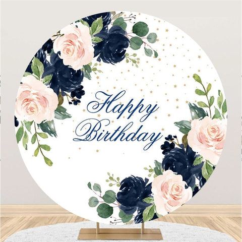 Fond De Joyeux Anniversaire Floral Et Feuilles Cercle Giltter