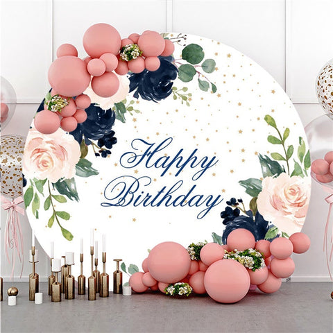 Fond De Joyeux Anniversaire Floral Et Feuilles Cercle Giltter