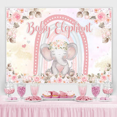 Toile de fond de douche de bébé éléphant floral et rose