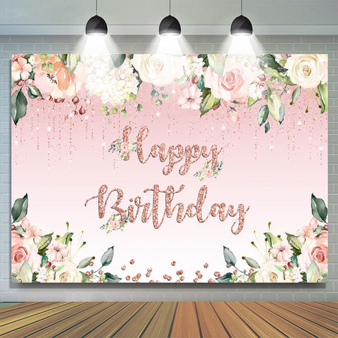 Toile de fond florale et rose douce pour anniversaire