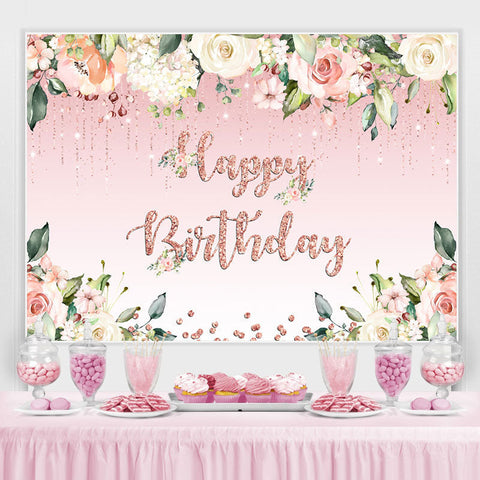 Toile de fond florale et rose douce pour anniversaire