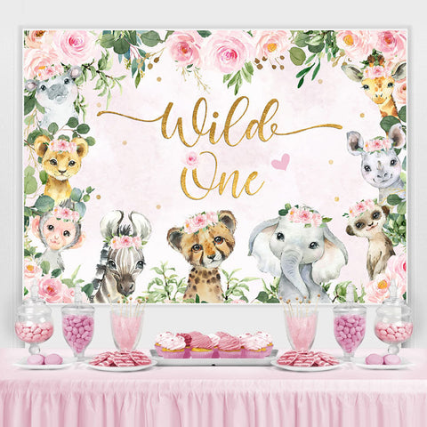 Animaux floraux Wild One Rose Joyeux Anniversaire Toile de Fond