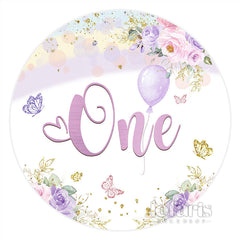 Papillon Floral Un Joyeux Anniversaire Toile de Fond Ronde