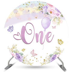 Papillon Floral Un Joyeux Anniversaire Toile de Fond Ronde