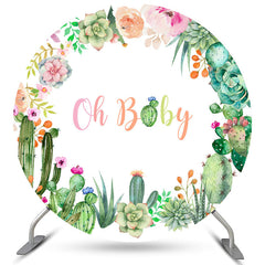 Floral Cactus Oh Baby Toile de fond ronde pour baby shower