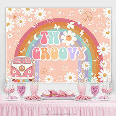 Toile de fond de joyeux 2e anniversaire de voiture florale arc-en-ciel
