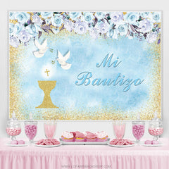 Floral Doves Mi Bautizo Baptême Toile de Fond Pour Jumeaux