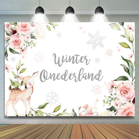 Toile de fond florale fauve hiver Onederlan pour baby shower