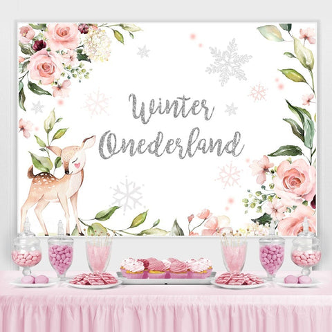 Toile de fond florale fauve hiver Onederlan pour baby shower