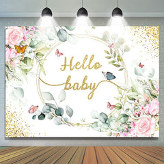 Toile de fond de douche de bébé thème papillon paillettes florales