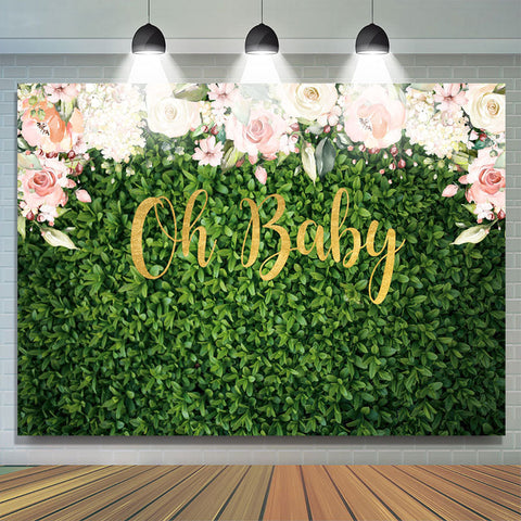 Plantes vertes florales Oh Baby toile de fond pour douche de bébé