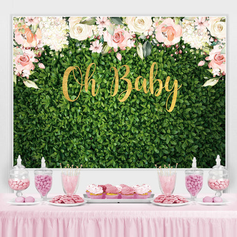 Plantes vertes florales Oh Baby toile de fond pour douche de bébé