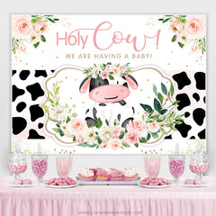 Toile de fond de douche de bébé vache sacrée florale pour les filles