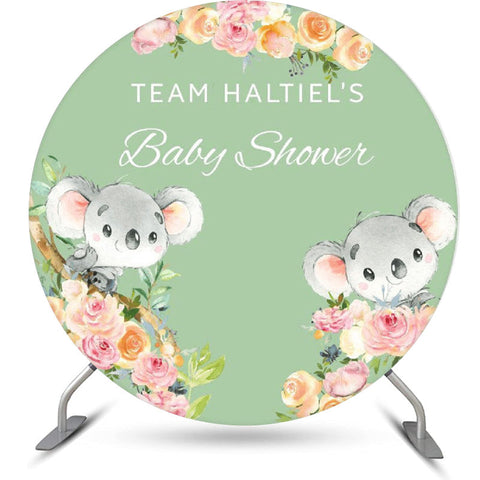 Fond rond de révélation de sexe de bébé de Koala floral