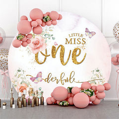 Toile de fond d'anniversaire rond Floral Little Miss One Derful