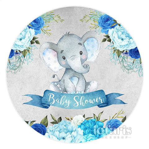 Floral Lovely Elephant Circle Baby Shower Toile de fond