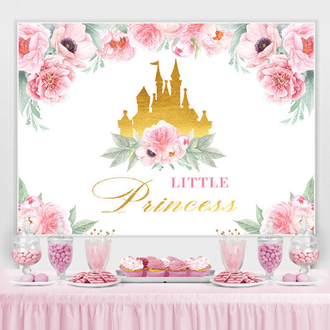 Toile de fond de fête d'anniversaire princesse litière rose floral pour photo