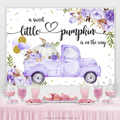 Camion violet floral avec toile de fond de douche de bébé citrouille