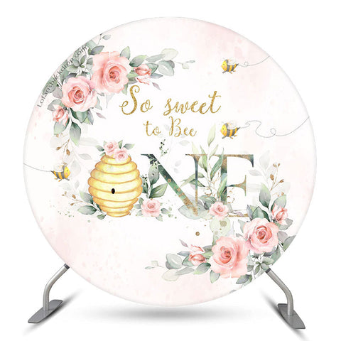 Floral So Sweet To Bee Un Anniversaire Toile de Fond Ronde