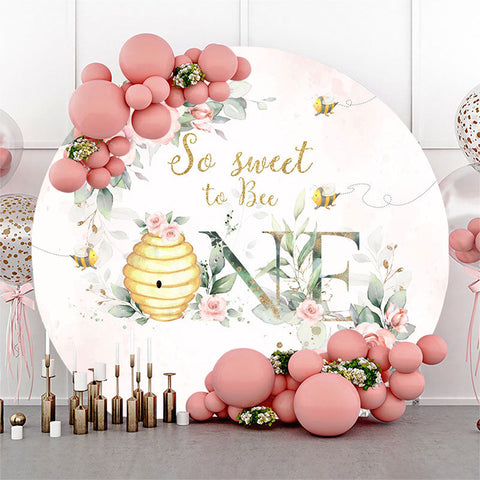 Floral So Sweet To Bee Un Anniversaire Toile de Fond Ronde