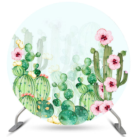 Floral Aquarelle Cactus Joyeux Anniversaire Cercle Toile de Fond