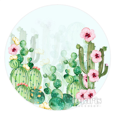 Floral Aquarelle Cactus Joyeux Anniversaire Cercle Toile de Fond